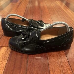 Salvatore Ferragamo Loafer Kiltie Tassel Shoe Slip On Leather Black Mens Size 9